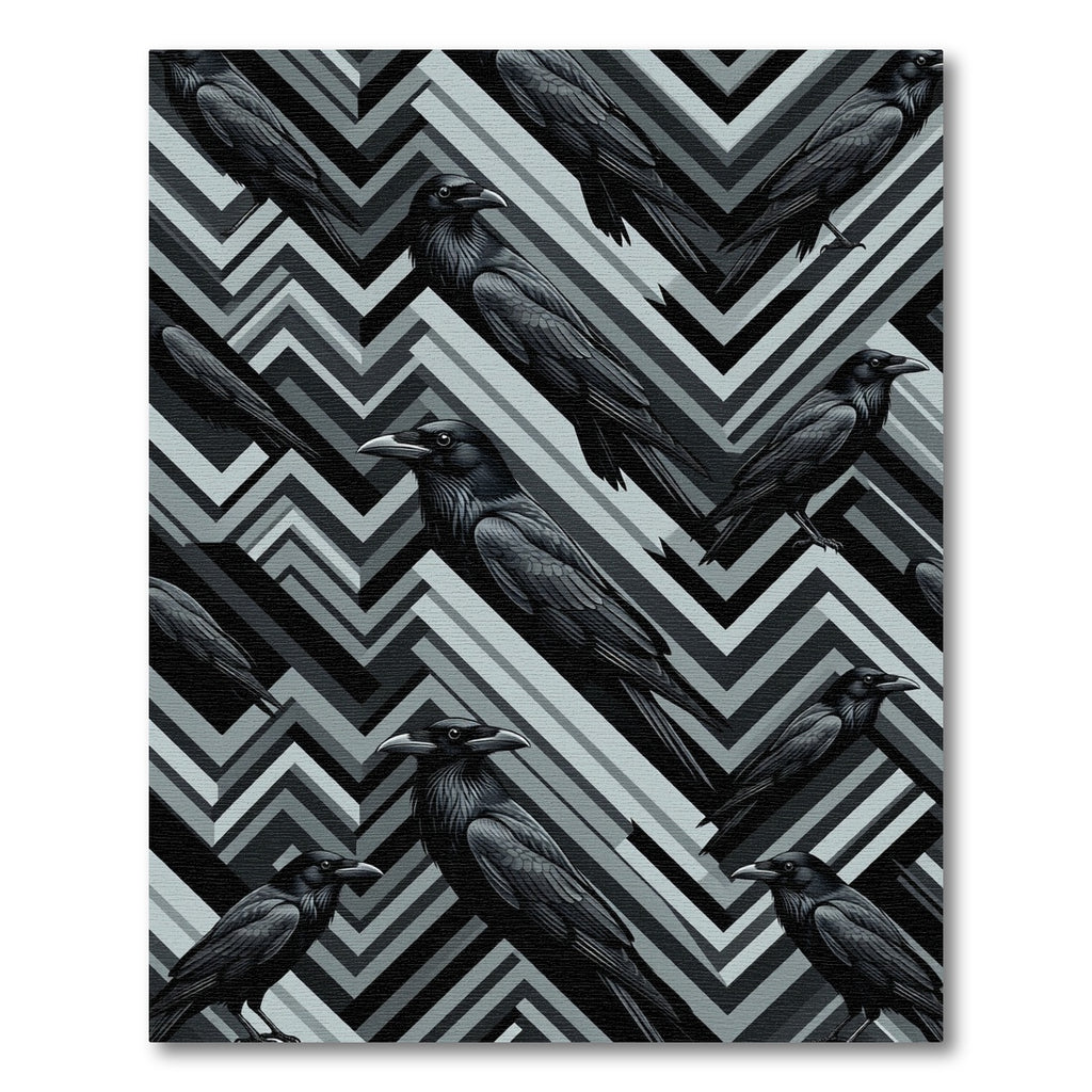 Gothic Raven Monochrome Geometric Chevron Rug