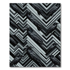 Gothic Raven Monochrome Geometric Chevron Rug