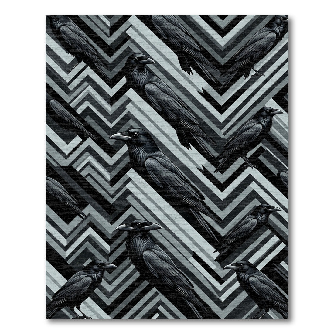 Gothic Raven Monochrome Geometric Chevron Rug