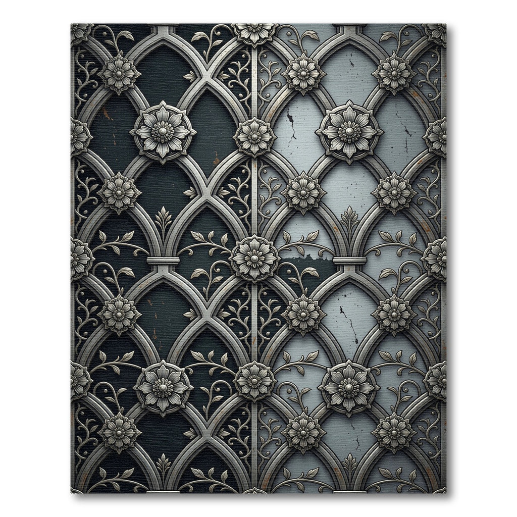 Gothic Iron Floral Damask Two Tone Rug