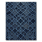 Deep Navy Intricate Lattice Clover Rug