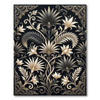Elegant Gold and Charcoal Botanical Crest Rug