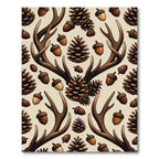 Rustic Antler Pinecone Earth Tone Forest Rug