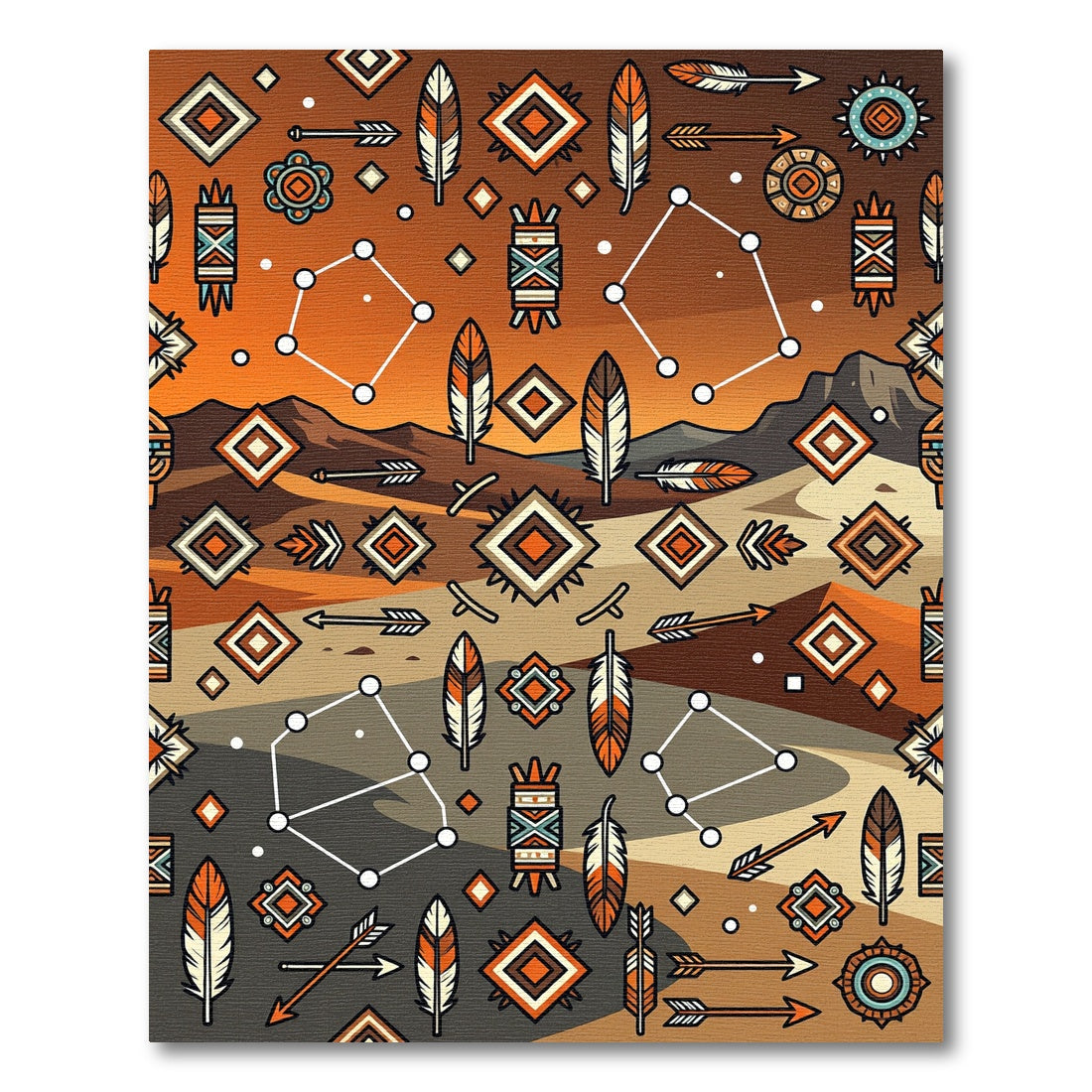 Earthy Sunset Geometric Tribal Arrow Rug