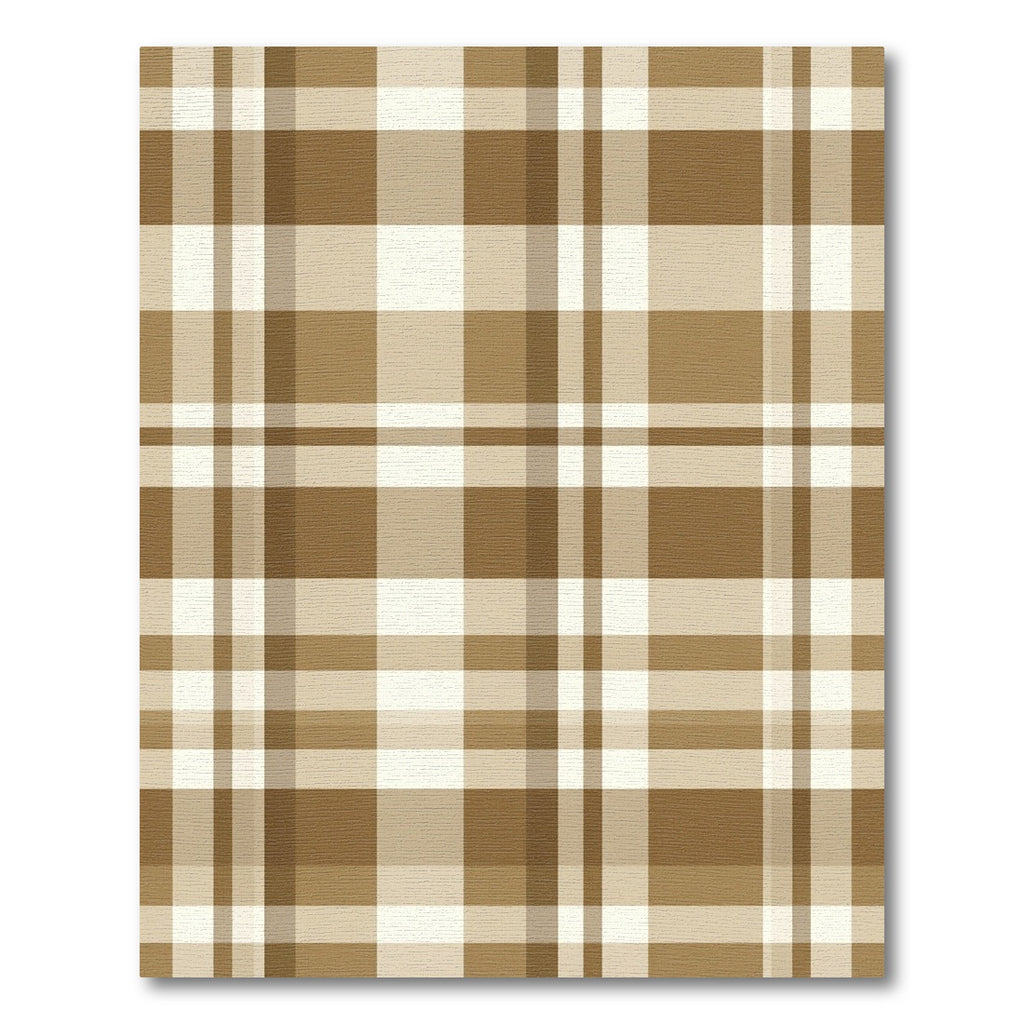Neutral Tan Classic Plaid Grid Rug
