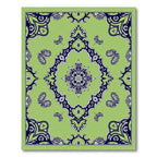 Lime Navy Mandala Floral medallion Rug