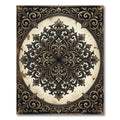 Ornate Gold Ink Damask Scroll Rug
