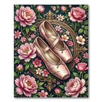 Vintage Pink Floral Ballet Shoe Medallion Rug