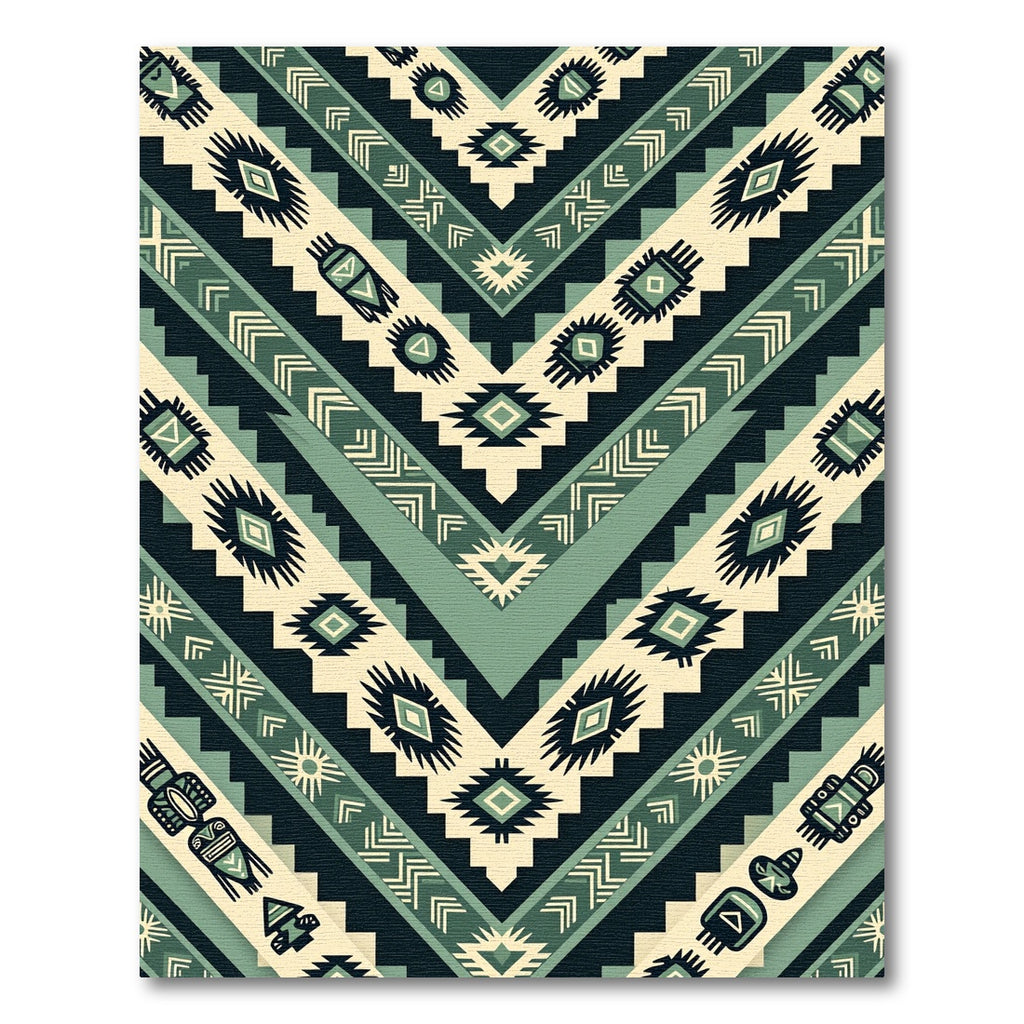 Sage Green Geometric Chevron Aztec Rug
