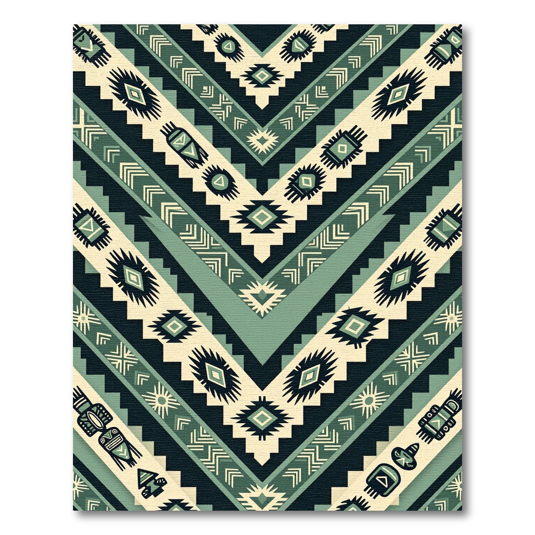 Sage Green Geometric Chevron Aztec Rug