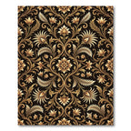 Ornate Golden Floral Damask Rug