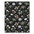 Pastel Floral Meadow Black Background Rug