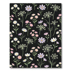 Pastel Floral Meadow Black Background Rug