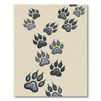 Playful Gray Animal Paw Track Rug