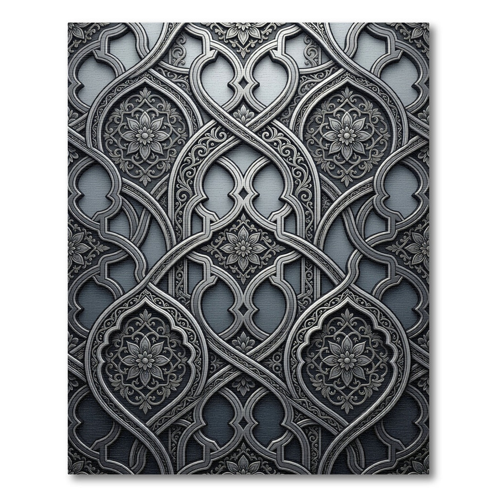 Ornate Gray Floral Arabesque Rug