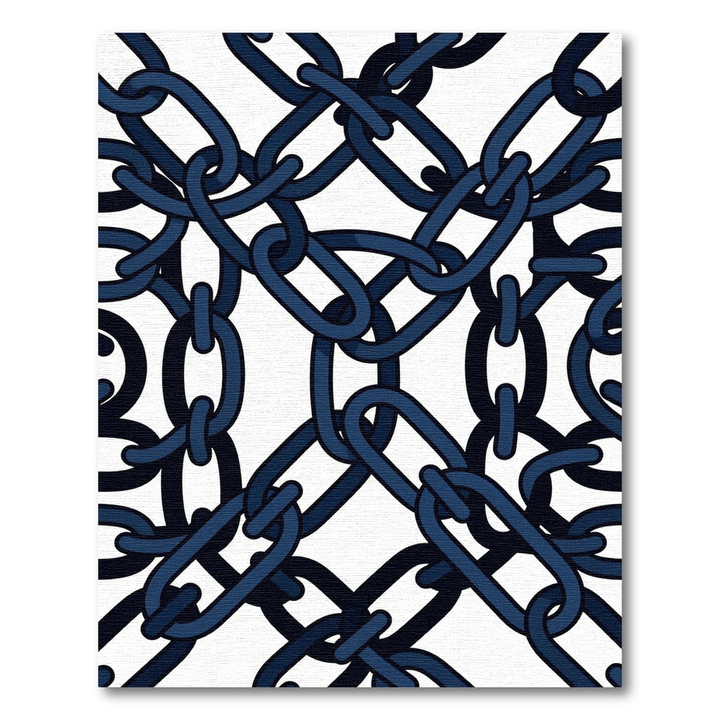 Navy Chain Link Geometric Rug