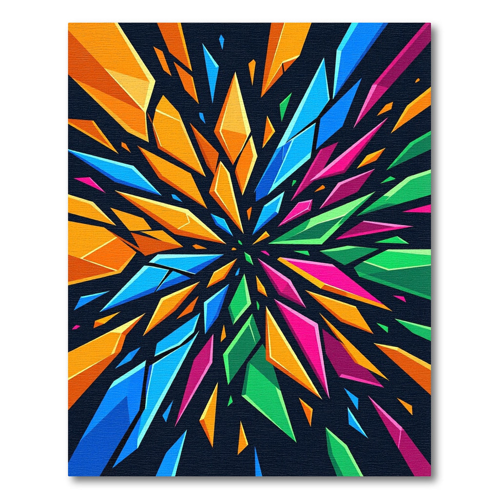 Vibrant Geometric Shards Abstract Art Rug