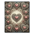 Ornate Pink Hearts Lace Border Rug