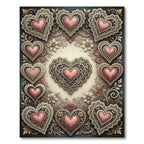 Ornate Pink Hearts Lace Border Rug