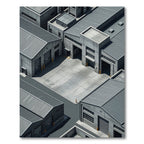 Industrial Gray Concrete Warehouse Compound Rug