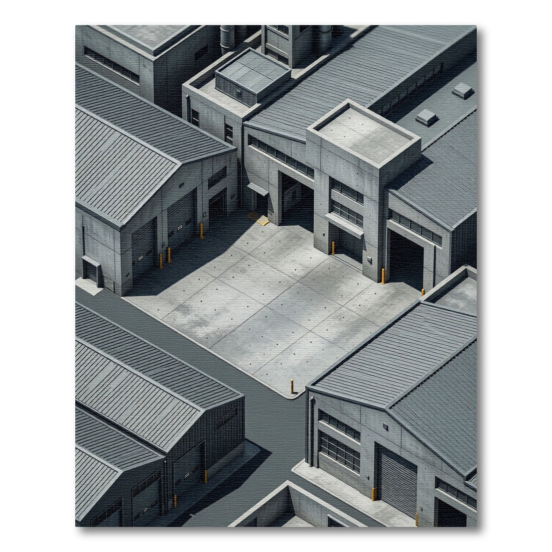 Industrial Gray Concrete Warehouse Compound Rug