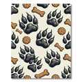Black Paw Print Bone Biscuit Illustration Rug