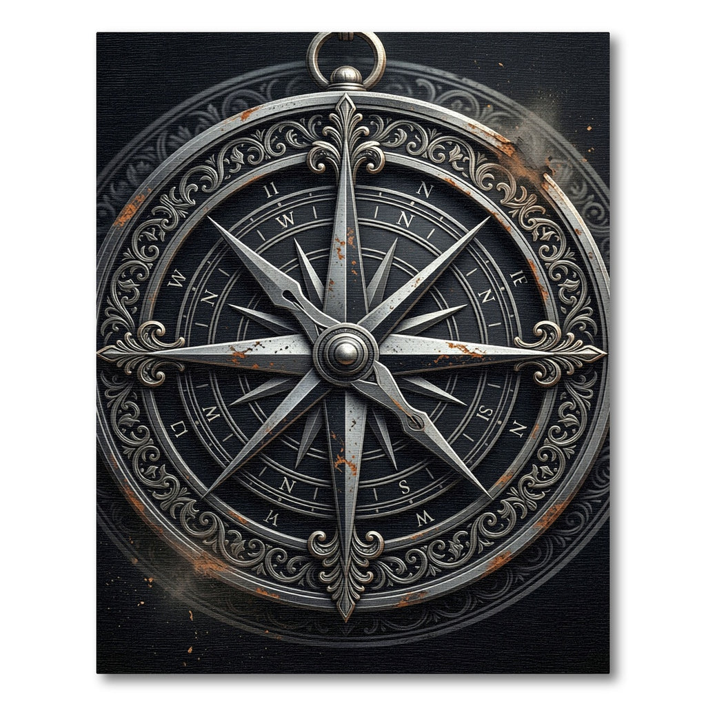 Antique Metallic Compass Rose Rug