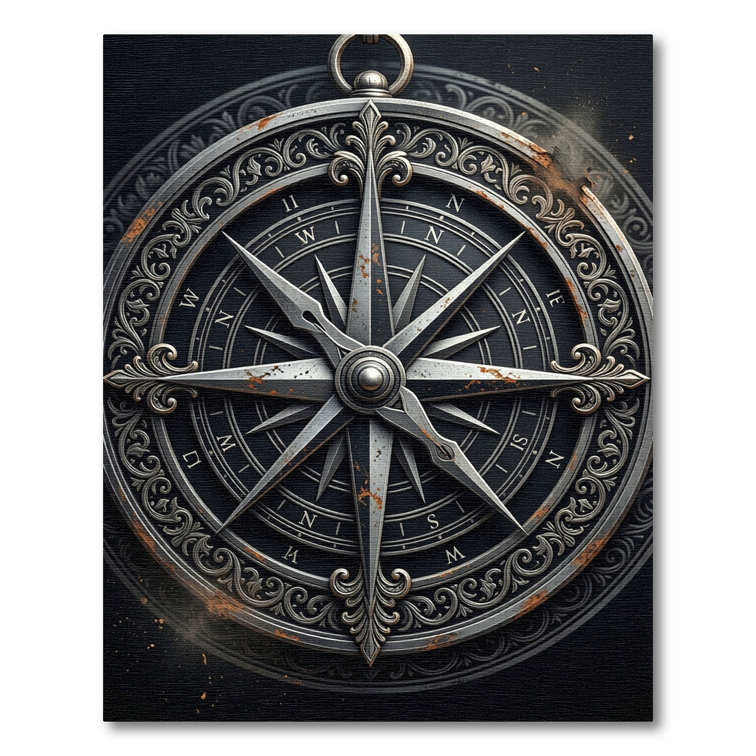 Antique Metallic Compass Rose Rug