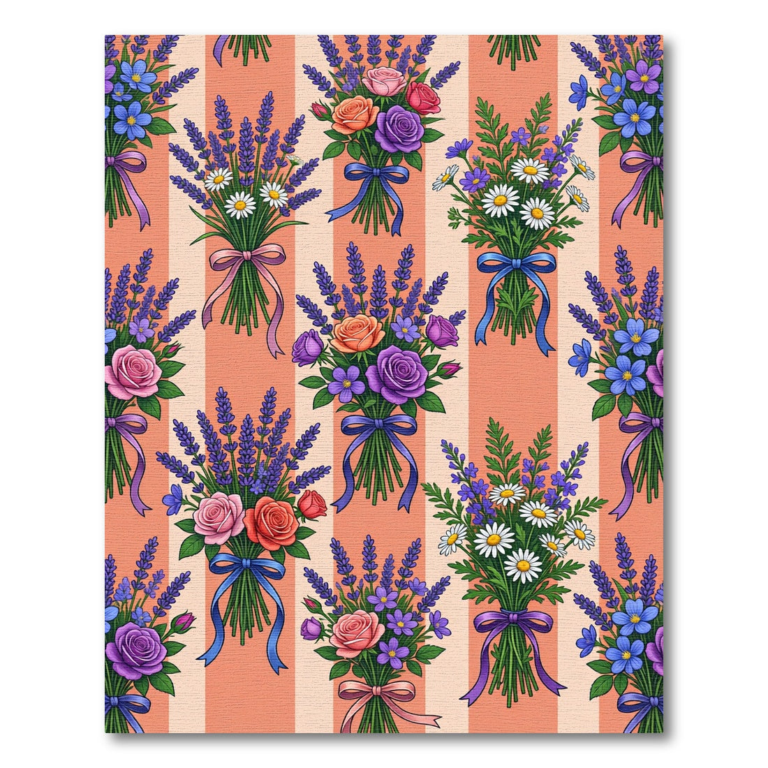Lavender Rose Daisy Garden Striped Rug