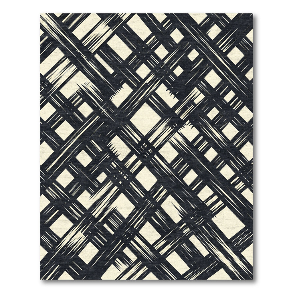 Textured Black Crosshatch Diamond Rug