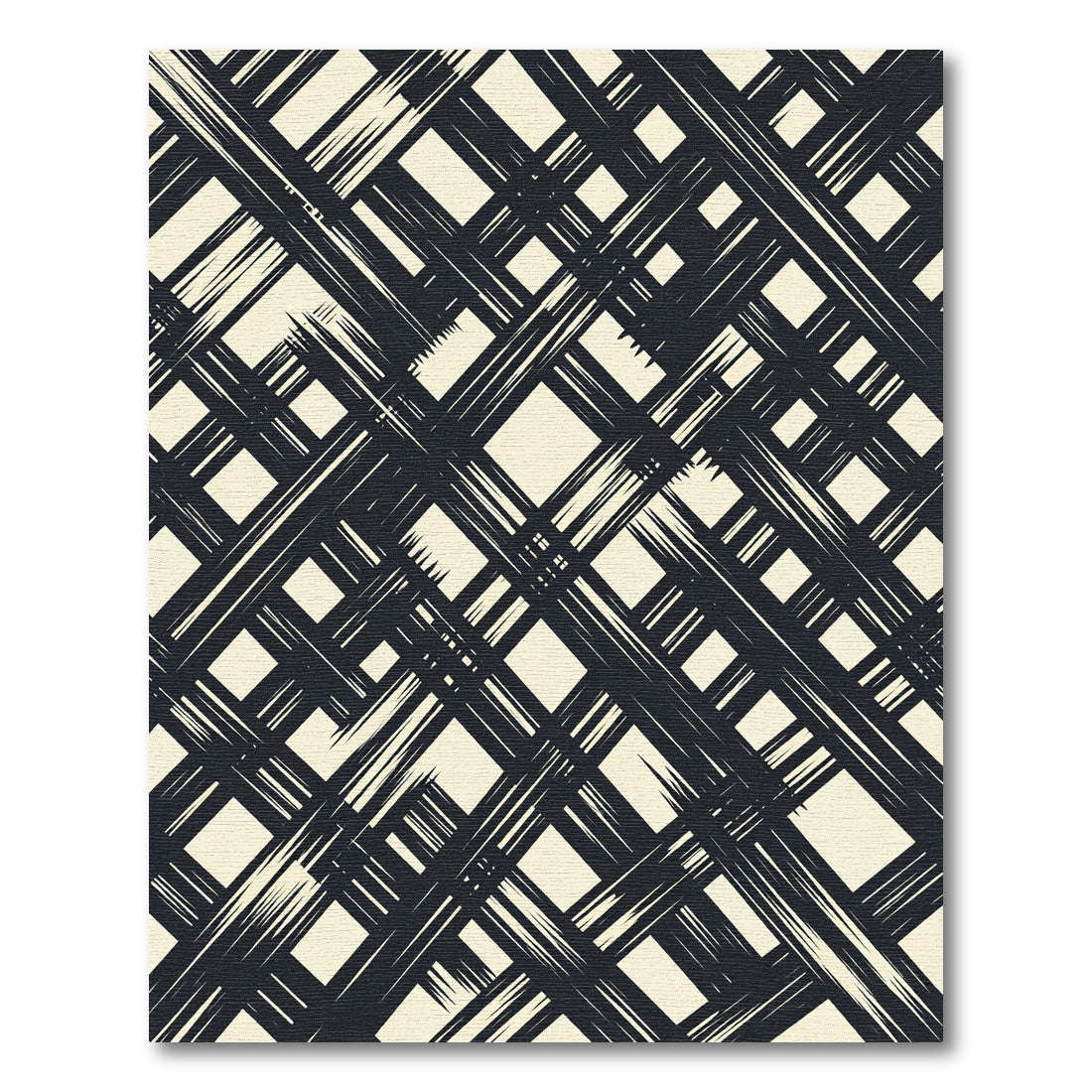 Textured Black Crosshatch Diamond Rug