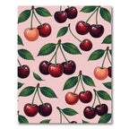 Red Cherry Pattern On Pink Background Rug