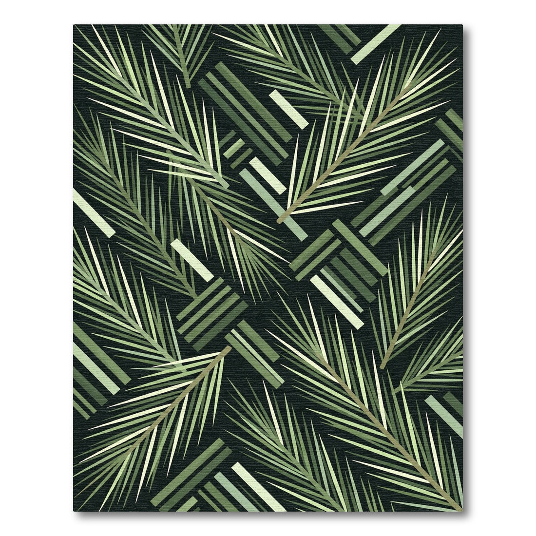 Green Tropical Palm Frond Weave Rug