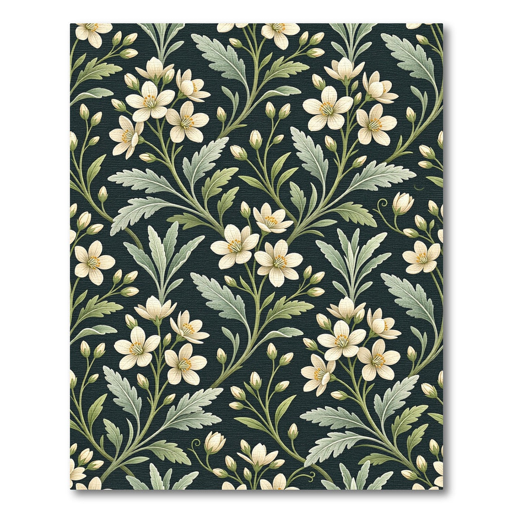Elegant Cream Floral Dark Botanical Rug