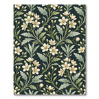 Elegant Cream Floral Dark Botanical Rug