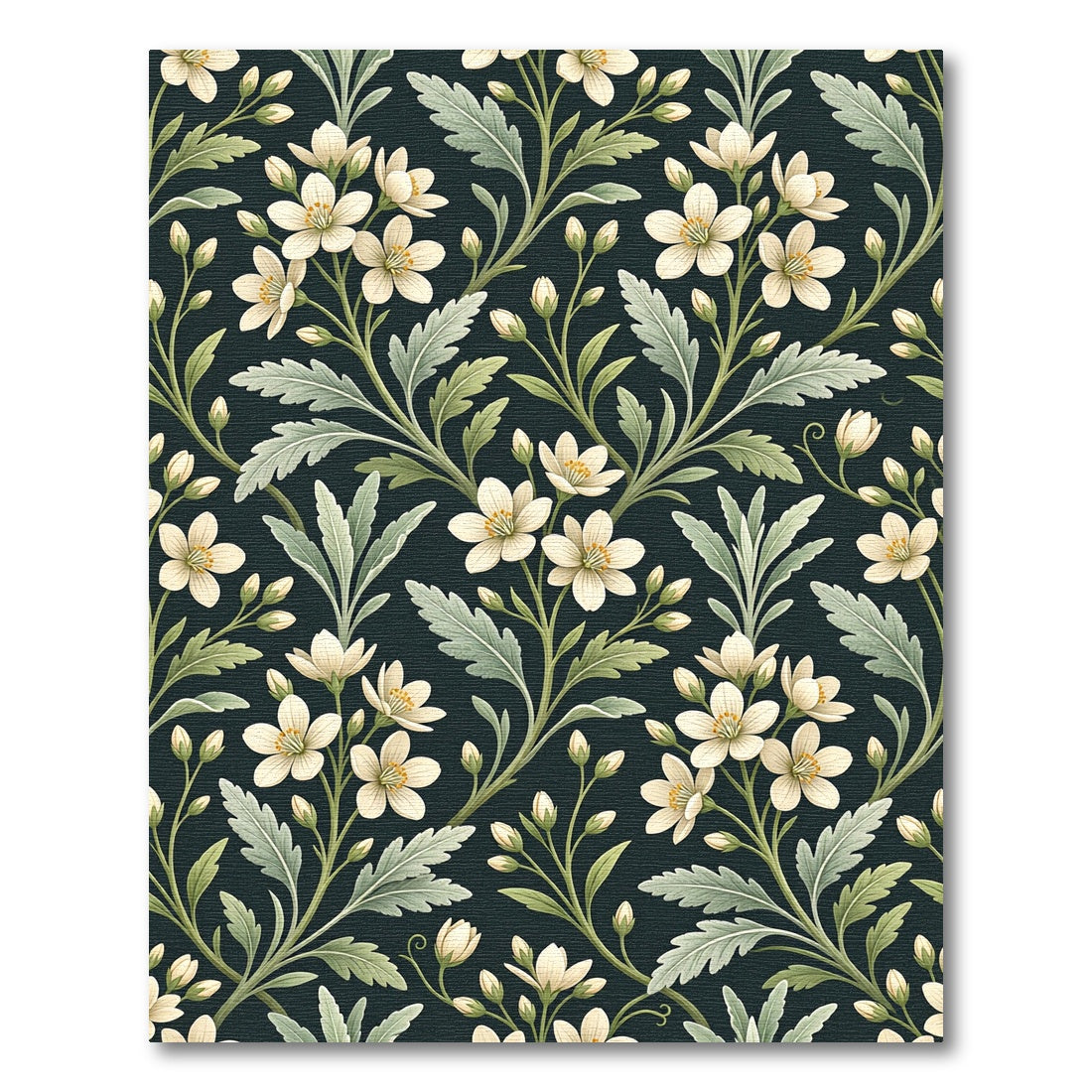 Elegant Cream Floral Dark Botanical Rug