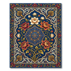 Rich Blue Floral Medallion Garden Rug