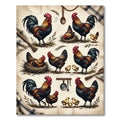 Rustic Farmhouse Rooster and Chicks Rug