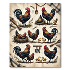 Rustic Farmhouse Rooster and Chicks Rug