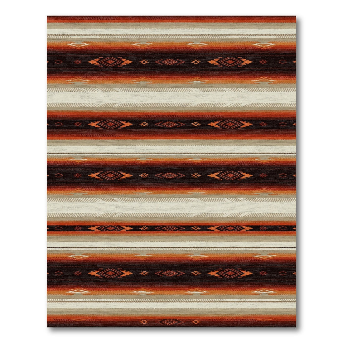 Rustic Earthy Tone Tribal Geometric Striped Rug