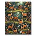 Enchanted Forest Fawn and Deer Scene Rug