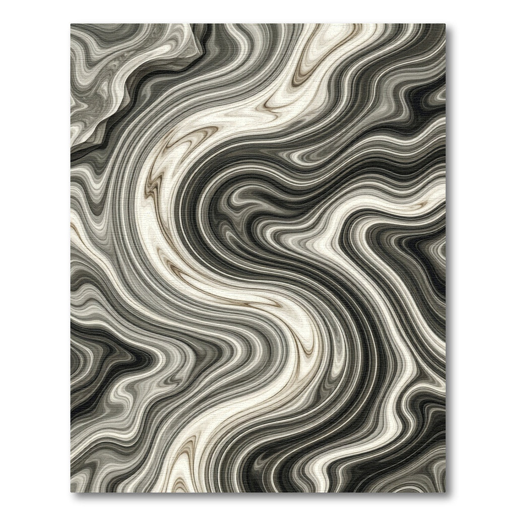 Modern Monochrome Fluid Marble Swirl Rug