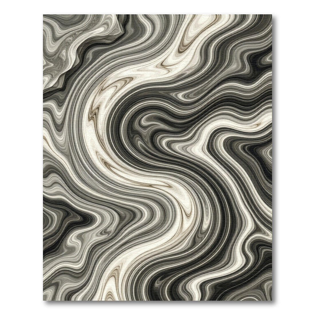 Modern Monochrome Fluid Marble Swirl Rug