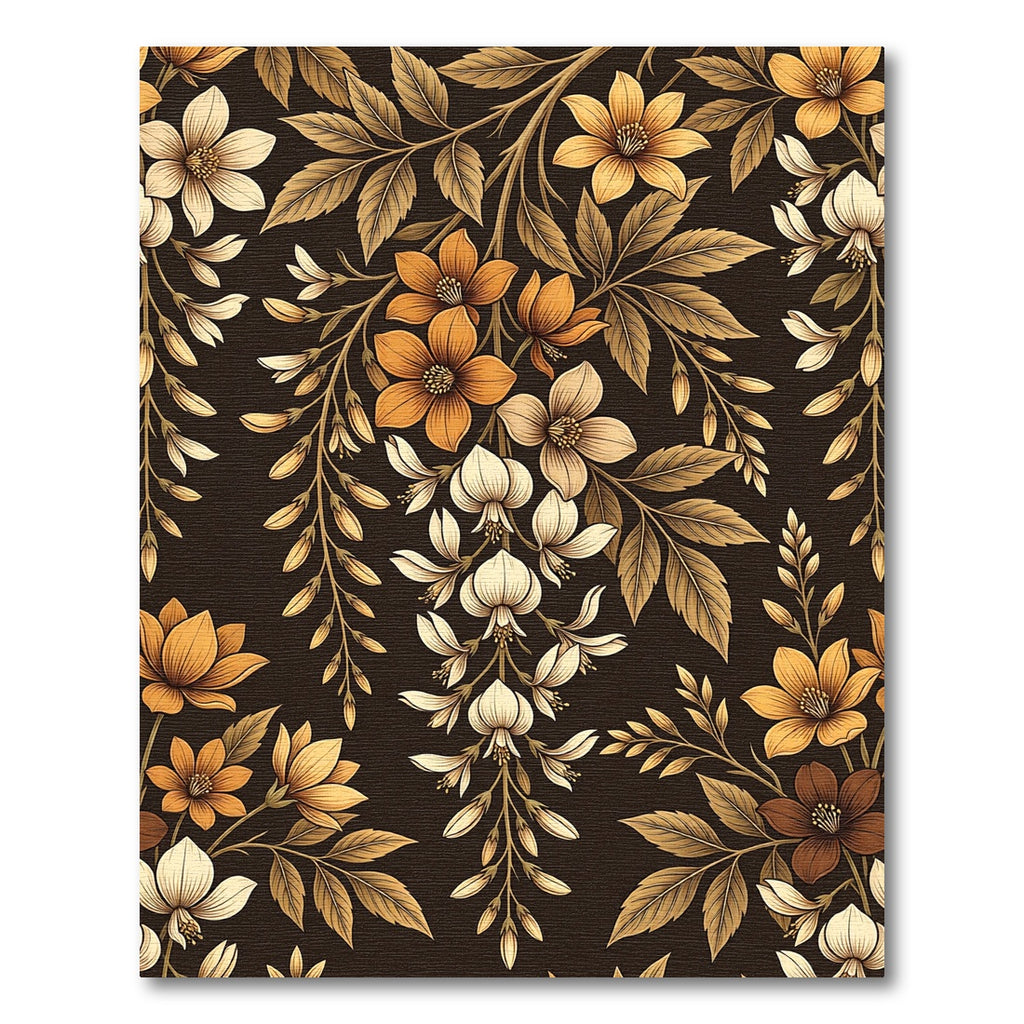 Ornate Ochre Floral Vine Swirls Rug