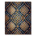 Golden Koi And Navy Floral Damask Rug