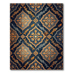 Golden Koi And Navy Floral Damask Rug