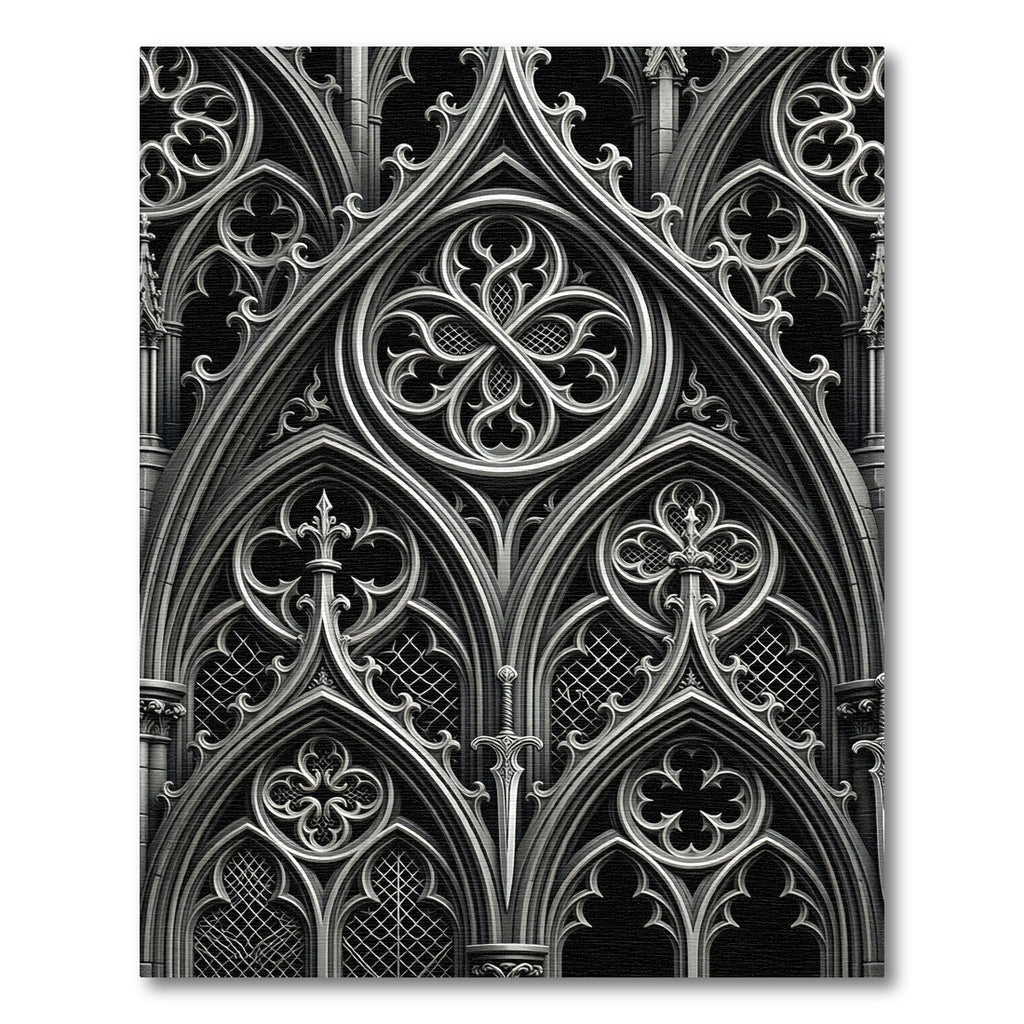 Monochromatic Gothic Arch Iron Scroll Rug