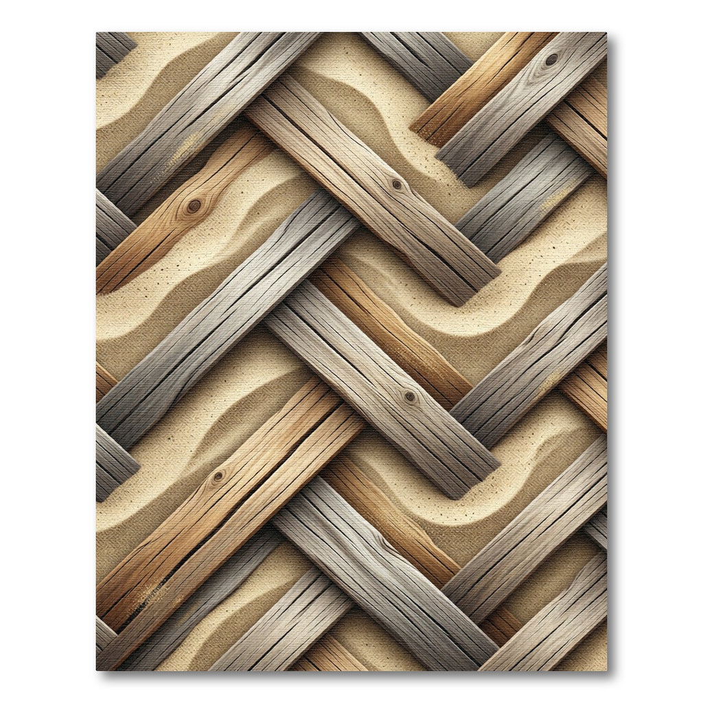 Woven Earth Tone Herringbone Plank Rug