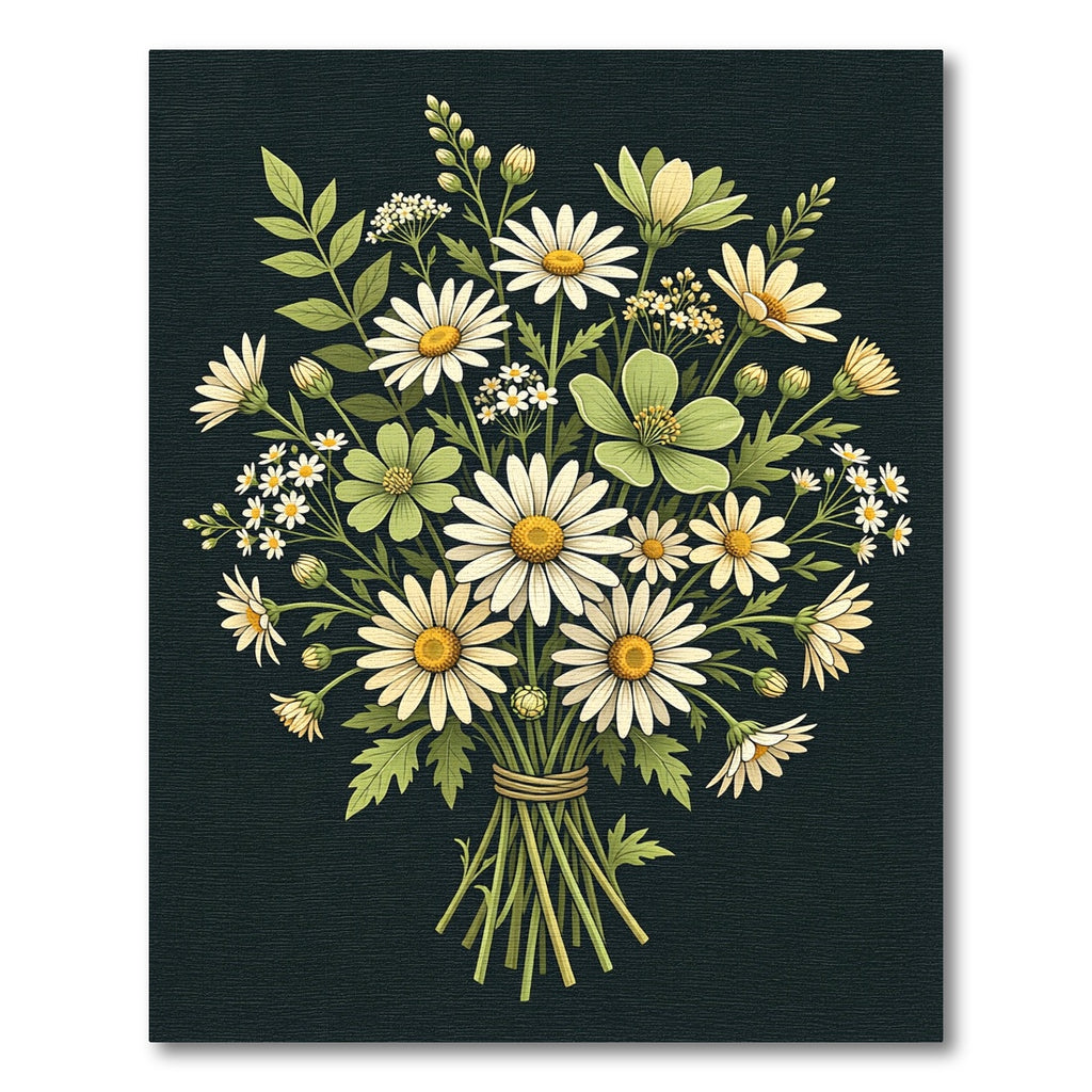 Delicate White Daisy Meadow Bouquet Rug