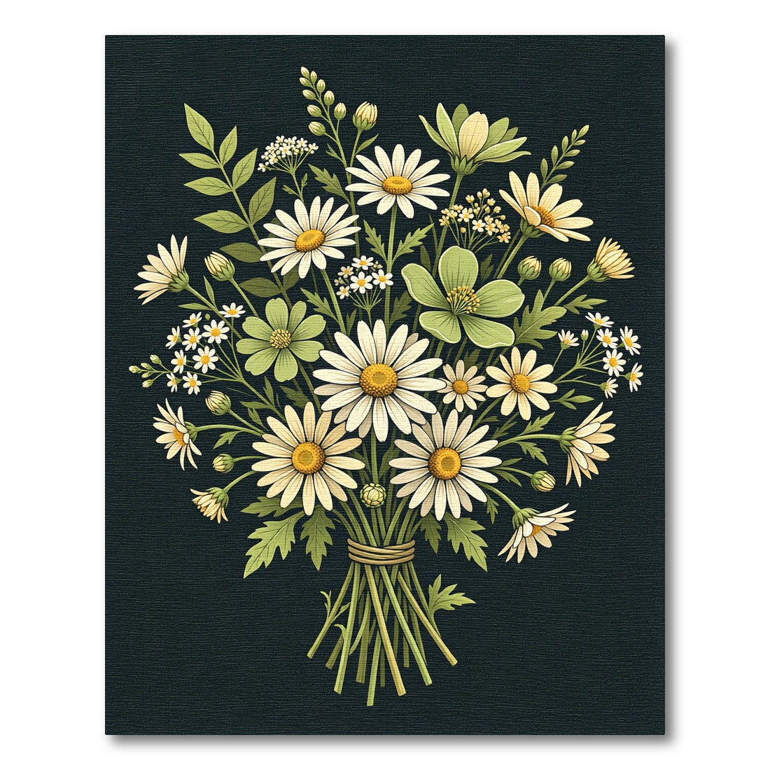 Delicate White Daisy Meadow Bouquet Rug